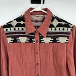 Buckle BKE Womens LS Button Tunic Shirt S Aztec Western Fringe Boho Festival Hippie Photo 2