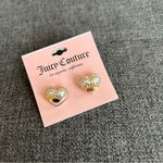Juicy Couture  Crown Heart Stud Earrings, White, Gold Photo 1