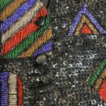 Vintage Effeci Black Sequin Beaded Suit Vest Geometric Abstract Art Medium Photo 4