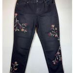 Style & Co  Curvy Ankle Jeans Black Floral Embroidered Women's Photo 0
