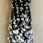 Lulus NWOT  Elite Cutie Black Mesh 3D Floral Embroidered Midi Dress Photo 0