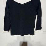 Ann Taylor  (M) BLACK STRETCHY CROP TOP WITH‎ V-NECK/3/4 SLEEVES PREOWNED Photo 1
