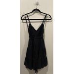 Aerie Crochet V-Neck Strap Mini Sun Black Dress Photo 3