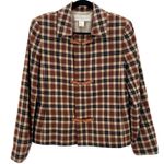 Doncaster  Women's Size 10 Plaid Check Wool Blazer Jacket Brown Leather Buckle Photo 0