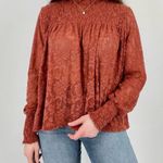 Anthropologie  Deletta Amanna Lace Peasant Blouse Floral in Rust Size S Photo 2