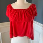 Honey Punch Romantic Off Shoulder Red Ruffle Top Photo 8