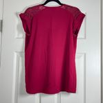 A Byer A. BYER Women’s Wine Colored Cuffed Sleeve Front Zip Lace Accent Top Size Medium Photo 1