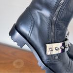 Alexander McQueen  • black calfskin boot chunky silver metal studded moto Photo 13