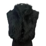 Diesel Vintage Faux Fur Black Vest Zip Front Made in Italy Y2K Goth Grunge Small Photo 11