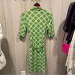 Charter Club Cute Talbots fresh avocado windowpane tie waist gold horse bait button dress Photo 9