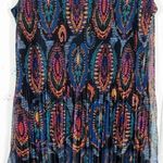 Desigual Boho Midi Dress Sleeveless Sheer Overlay Pleated Multicolor Large Photo 12