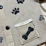 Lori Designs Paw Print Sweatshirt Cardigan Jacket Shacket Dog Bone L Large XL Brown Photo 3