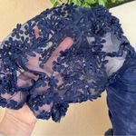 Lulus NWOT Significant Splendor Navy Organza Pleated Puff Sleeve Midi Dr… Photo 3