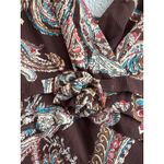 Vintage Women's Y2K Chocolate Paisley Floral Floret V Neck Midi Dress size 10 Brown Photo 1