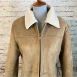 Shaver Lake Sherpa Lined Faux Suede Full Zip Jacket Tan Exposed Seams Medium Photo 1