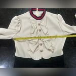 white ruffle bib dress pleated black knee length skirt Sz L cotton poly silk Size L Photo 5