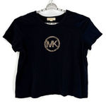 Michael Kors  black semi cropped T-shirt with bold studded gold MK size 3Xl Photo 0