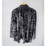 One World Vintage Y2K Burnout Velvet Cardigan Womens Small Gray Open Front Photo 4