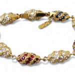 Jackie Kennedy Camrose Kross Swarovski Crystal Egg Gold Tone Bracelet Photo 0