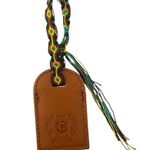 Consuela NWOT Brown Leather Bag Tag Luggage Tag Friendship Bracelet Embossed Photo 0