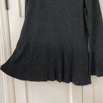 Cable & Gauge Peplum Bell Sleeved Charcoal Sweater Ribbed Peplum Knit Top Photo 2
