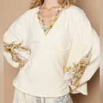 POL NEW Cream Sunflower Knit Flare Long Sleeve Top Large Photo 1