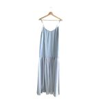 Show Me Your Mumu Dalia Maxi Dress in Steel Blue Luxe Satin M Photo 3