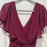 Lulus ‎ Convincing Grace NWT size Small Burgundy Flutter Sleeve Wrap Maxi Dress Photo 4