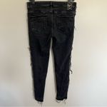 ZARA  Z1975 Denim Womens Black High Rise Side Fringe Stretch‎ Skinny Jeans 6 Photo 14