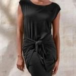 New Womens NWT PrAna L Black Dress Foundation Tie Soft Cap Sleeves Tencel Modal Size L Photo 2