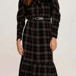 Mango Glen Plaid Ruffle Filippin Long-Sleeve Sparkle Maxi/ Midi Peasant Dress Photo 0