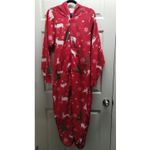 XmasComing NEW Unisex Size Small Red Fleece One Piece Hooded Reindeer Pajamas Photo 1