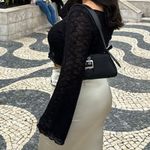 Bershka Shredded Cropped Bell Sleeve Sweater Black Photo 1