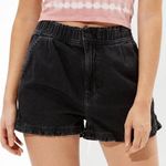 American Eagle AE Black High Rise Elastic Waist Mom Shorts Photo 0