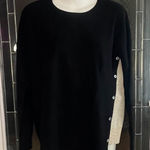 DKNY Pure Merino Wool/Silk/Cash mere Crewneck Sweater Black & Tan Layered Small Photo 0