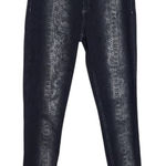 Elie Tahari Black Skinny Jeans with Silver Snakeskin Print Size 10 Photo 0