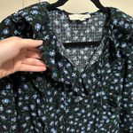 Loft  Black and Blue Floral Ruffled Longsleeve Blouse size XS Petite Photo 1