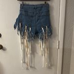 Hot & Delicious  Denim Fringe Shorty Shorts Jorts S Festival Boho Cowgirl Rave Photo 2