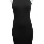 Soprano  Black Crew Neck Halter Sleeveless Scoop Back Midi Sheath Dress Size S Photo 0