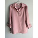 Preston & York  Women's Cosmo Pink Tunic Top Collared Roll Tab Sleeves Size‎ L Photo 6