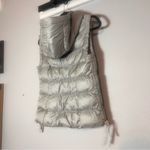 Eddie Bauer  Quilted Down Puffer Vest Gray Silver Metallic Size XS EB550 Hooded Photo 5