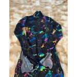 Colorful see through dress long sleeves Black Size XS Photo 2