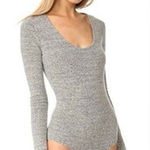 Madewell  Heather Gray Long Sleeve Bodysuit Photo 0