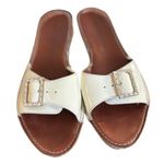Donald Pliner Y2K VTG. WHITE LEATHER BUCKLE JEWELED SLIDES FLATS SZ. 6.5 Photo 0