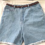 Faded Glory 90s vintage VTG plus size High-waisted light blue denim jean  shorts frayed hem aztec waist Size 18, fits true to size-measurement in pics Photo 0