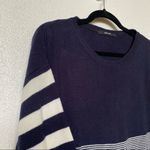 Miss Kant Navy White Cropped Sleeve Striped Sweater Size M Photo 3