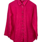 Soft Surroundings  Shirt Womens Medium Pink 100% Linen‎ Button Up Long Sleeve Photo 0