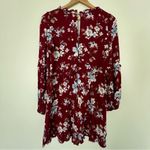 Lulus  Lovely Blooms Burgundy Floral Print Long Sleeve Babydoll Dress size xs Photo 2