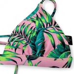 Endless Sun Pink Green Tropical Floral Foliage Bikini Top Small Photo 1