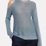 Michelle Mason Cold Shoulder Sequin Sweater in Light Blue Photo 0
